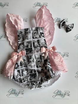 Pink and white frilly bum photo romper 