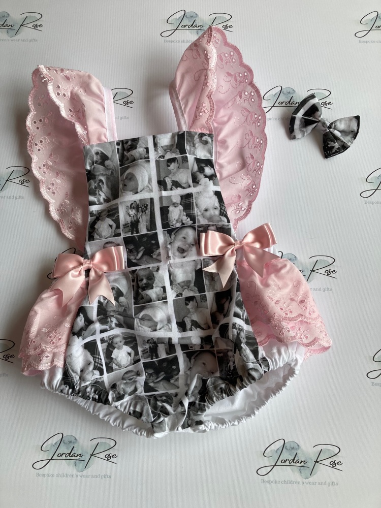 Pink and white frilly bum photo romper 