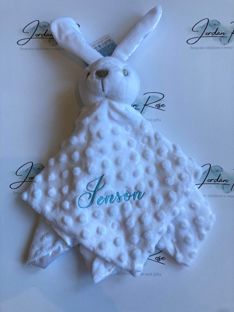 Personalised white bunny comforter