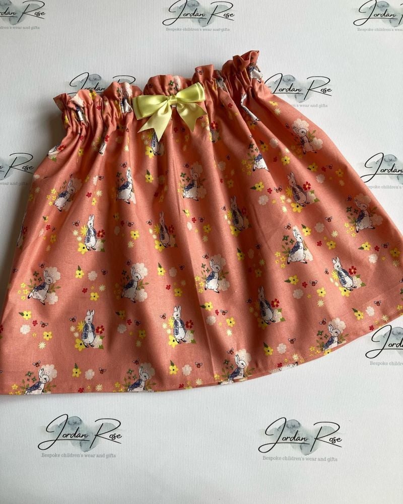 Peach peter rabbit high waisted skirt