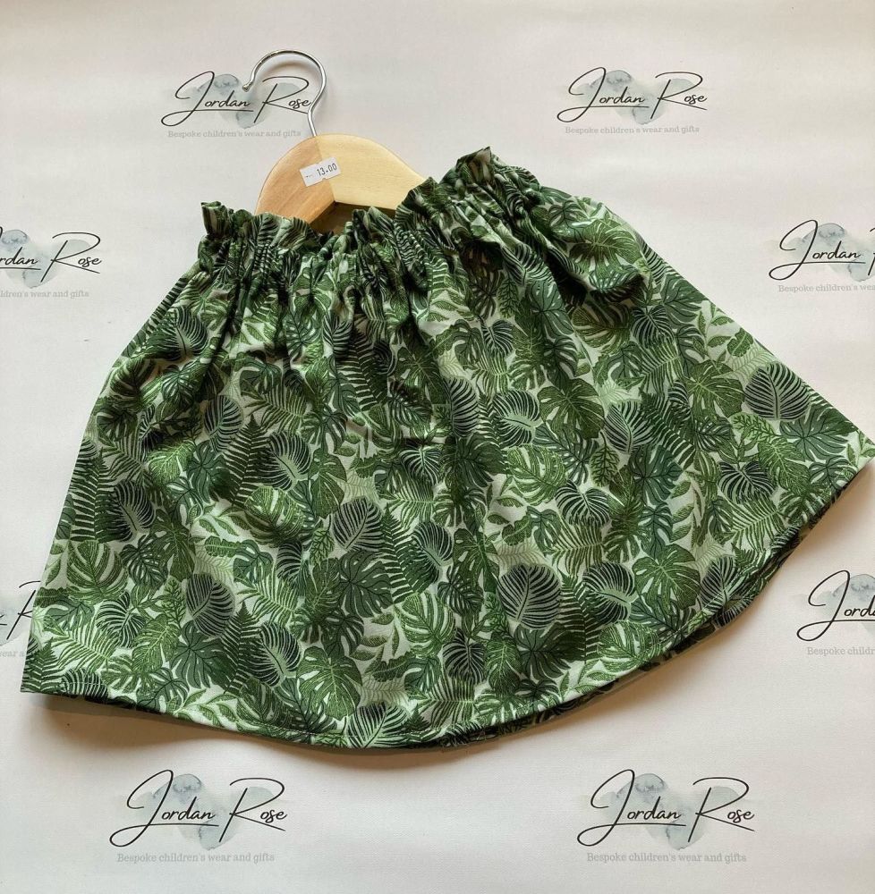 safari leaf print high waisted skirt