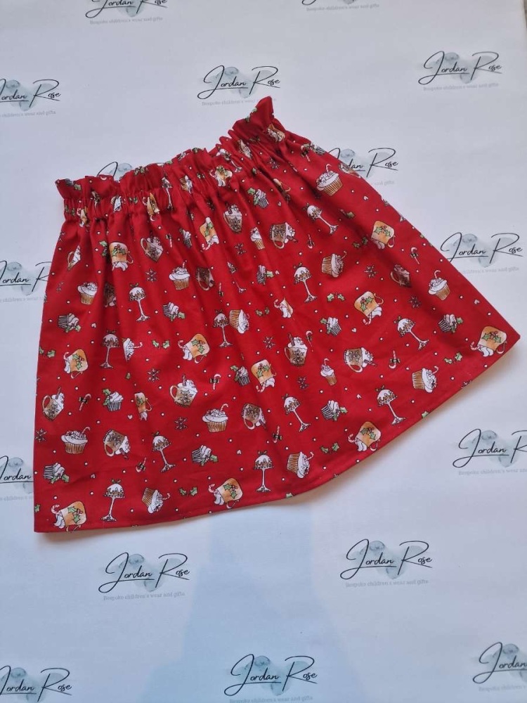 Christmas dessert print high waisted skirt