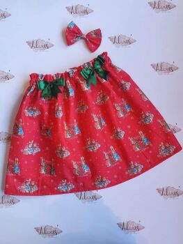 high waisted peter rabbit red wreath skirt