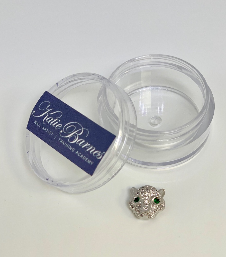 Silver Cubic Zirconia Leopard Head Nail Jewellery