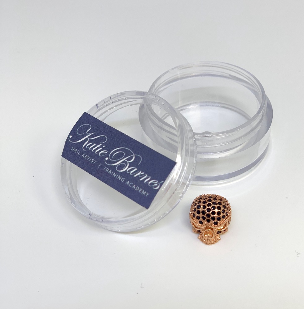 Rose Gold with Black Cubic Zirconia Skull Nail Jewellery