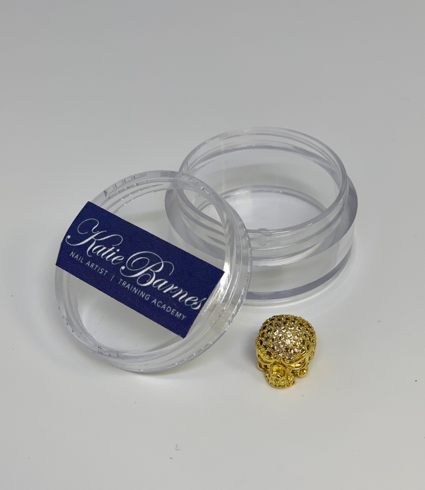Gold with Clear Cubic Zirconia Skull Nail Jewellery