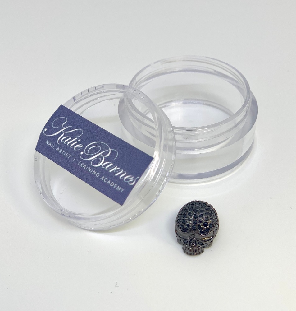 Gun metal with Black Cubic Zirconia Skull Nail Jewellery