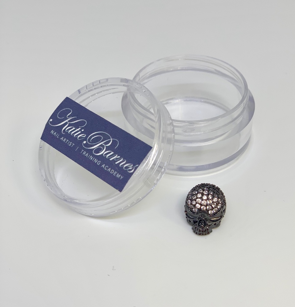 Black with Silver Cubic Zirconia Skull Nail Jewellery