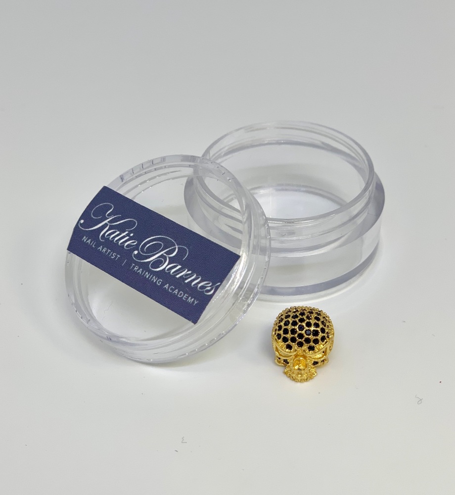 Gold with Black Cubic Zirconia Skull Nail Jewellery