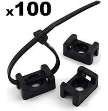 Black Nylon Cable-Tie Base 22mm. Pack of 100