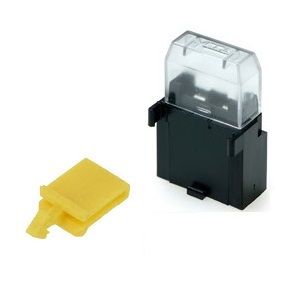 MTA Standard Blade Fuse Holder with Transparent 'Push On' Cover and Secondary lock.