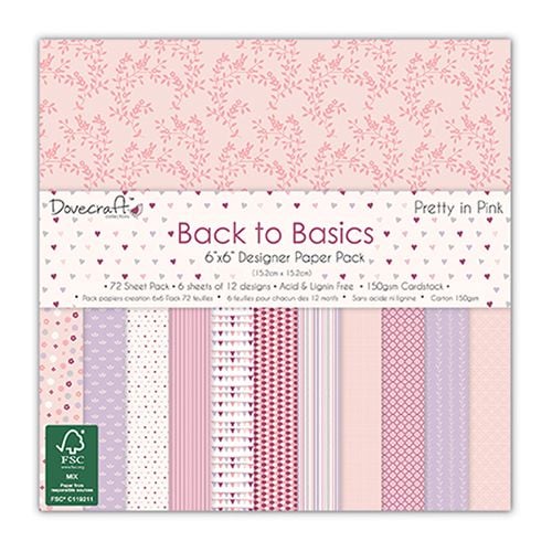 Dovecraft Back to Basics - Pretty In Pink 6x6 Paper Pad
