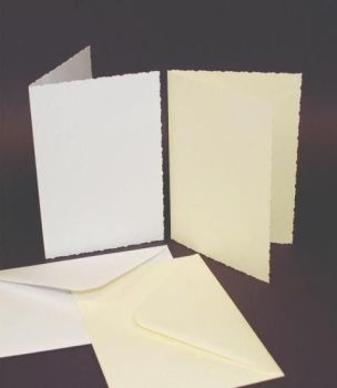 C6 Cards & Envelopes Deckle Edge White (50 Pack)