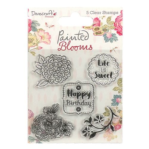 ****NEW**** Dovecraft Painted Blooms 5 Clear Stamps