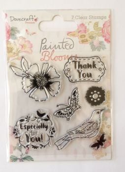 Dovecraft Painted Blooms  Thank you  Clear Stamps