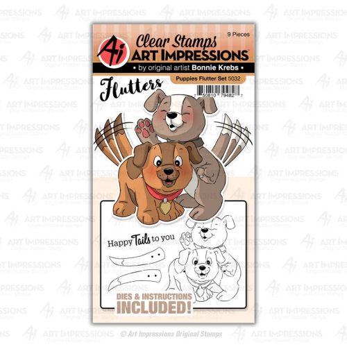 Art Impressions - Puppies flutter - stamp and die set