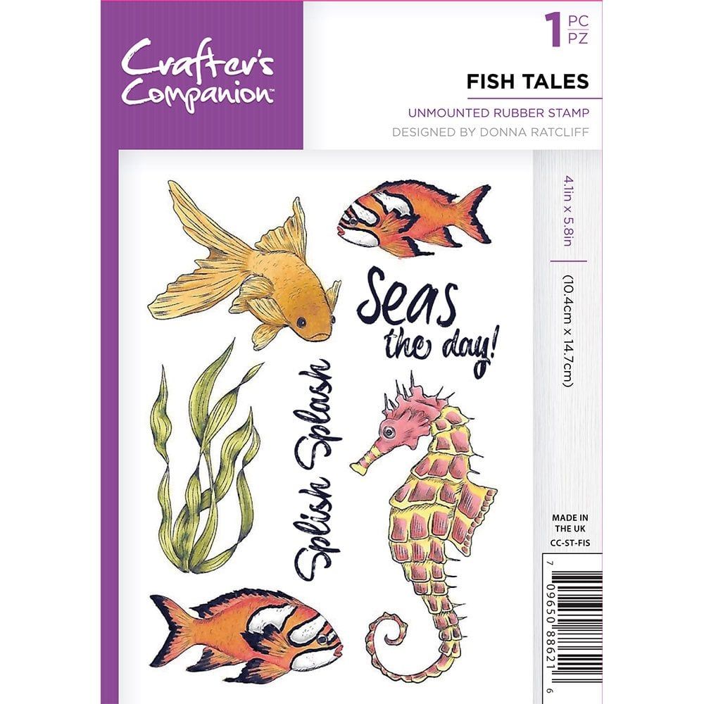 **NEW**Crafter's Companion Under The Sea A6 Rubber Stamp - Fish Tales