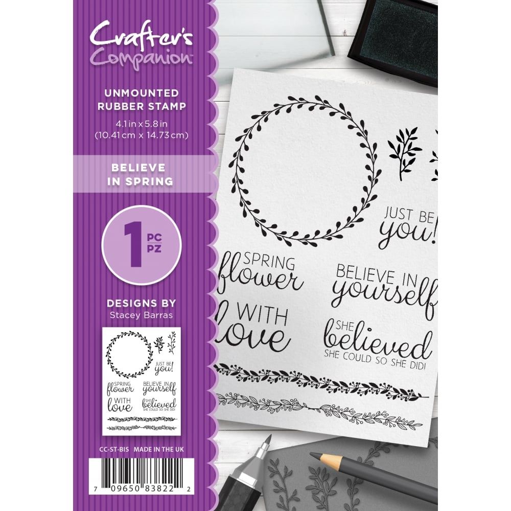 Crafter's Companion  A6 Rubber Stamp - Believe in Spring