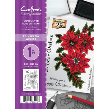 Crafter's Companion  A6 Rubber Stamp - Poinsettia Wishes