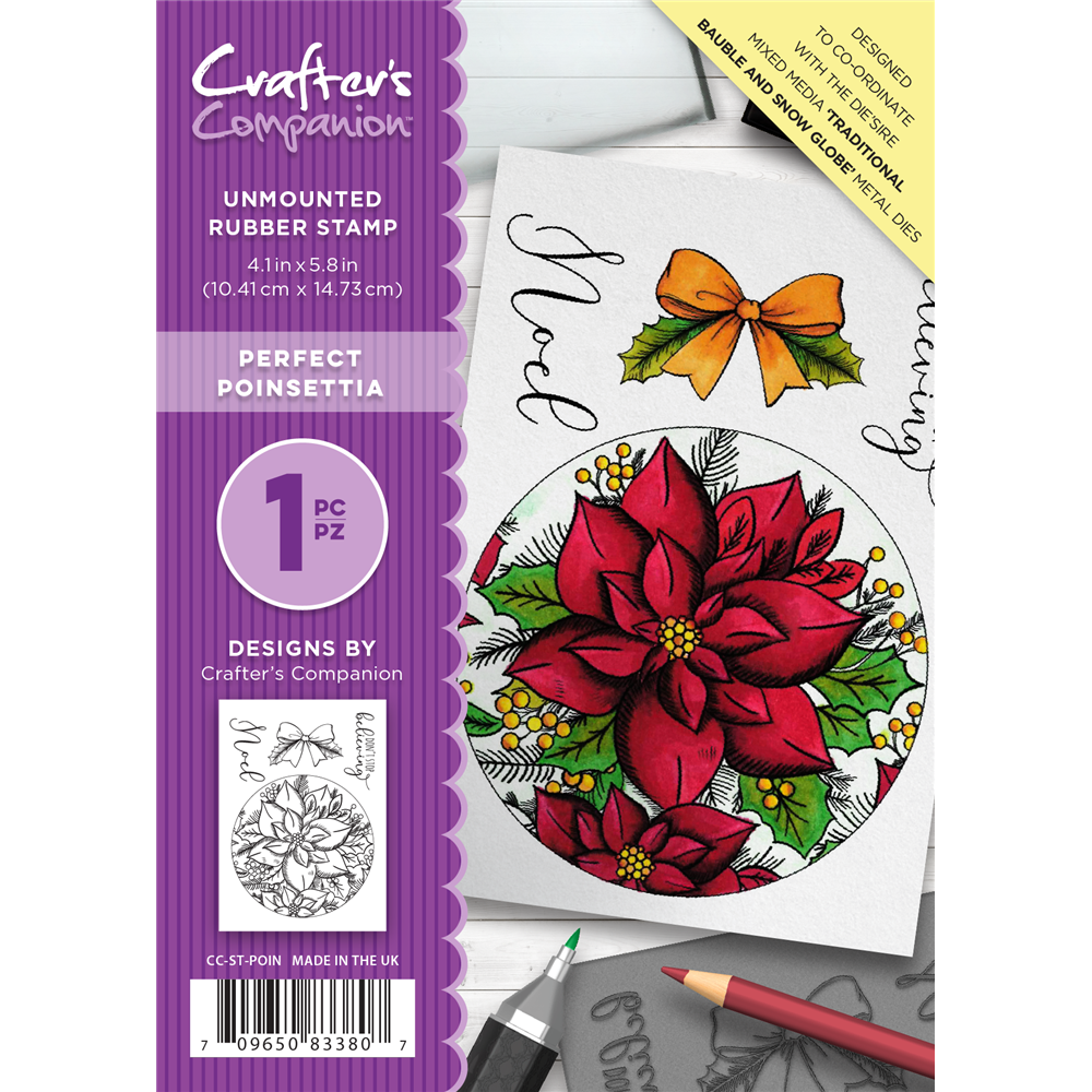 Crafter's Companion  A6 Rubber Stamp - Perfect Poinsettia