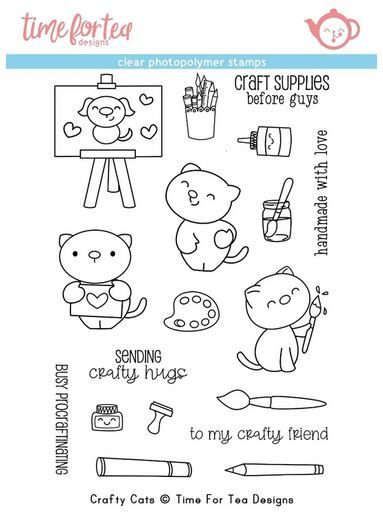 ***NEW*** Time For Tea - Crafty Cats clear stamp set set