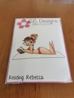 C.C. Designs - Reading Rebecca red rubber Stamp