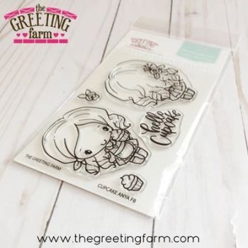 Cupcake Anya FB (front and back) clear stamp set - The Greeting Farm