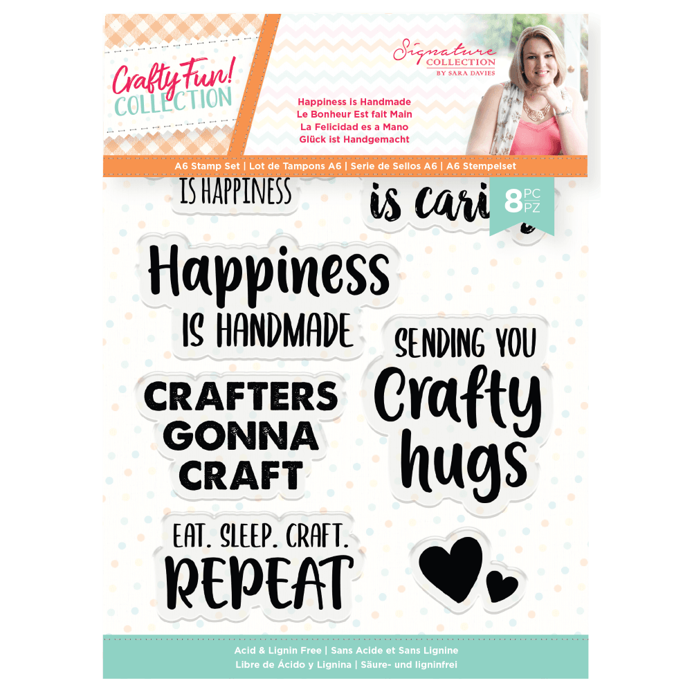 Crafty Fun -  Photopolymer A6 Stamp Set - Happiness is Handmade