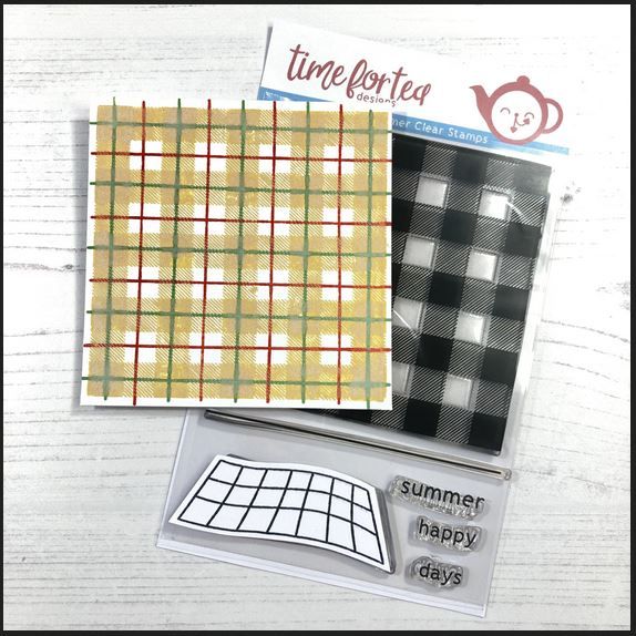 ***NEW*** Time For Tea - Plaid Background clear stamp set