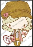 Latte red rubber Anya stamp - The Greeting Farm