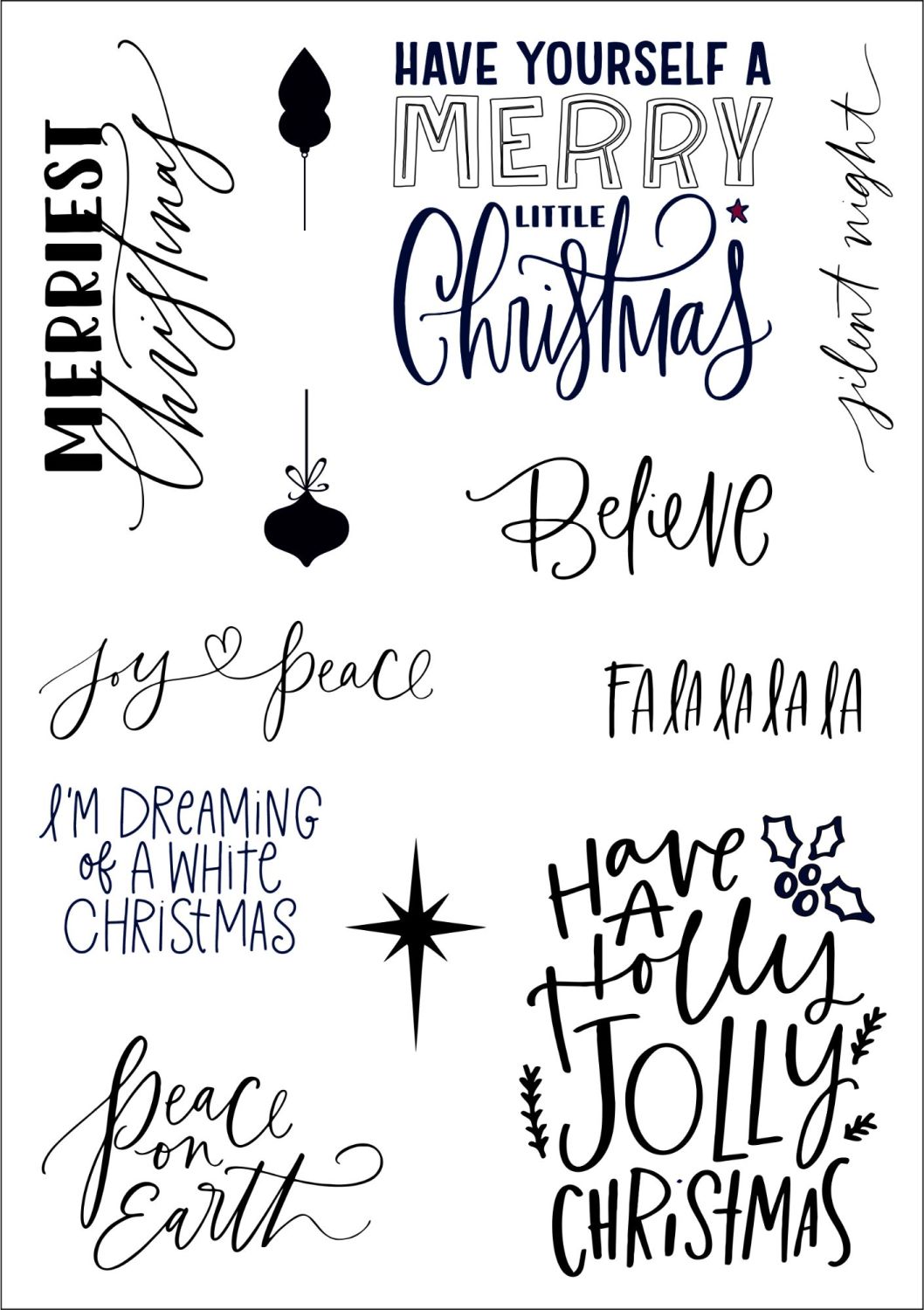 Festive Phrases A5 stamps - Funky Fossil