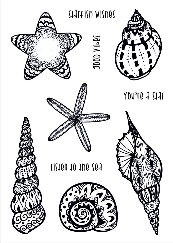 Starfish Wishes A6 stamps - Funky Fossil