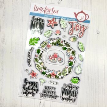 Time For Tea - A5 Winter Wishes Wreath clear stamp set