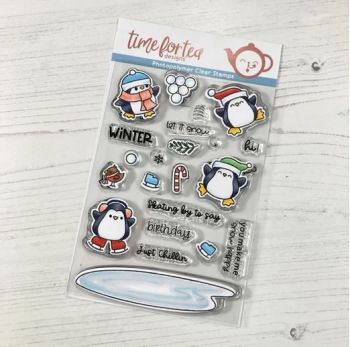 Time For Tea - Skating By Penguins Clear Stamp Set