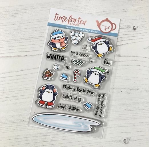 ***NEW*** Time For Tea - Skating By Penguins Clear Stamp Set