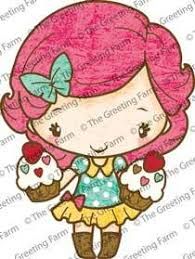 Double Cupcake Anya red rubber stamp