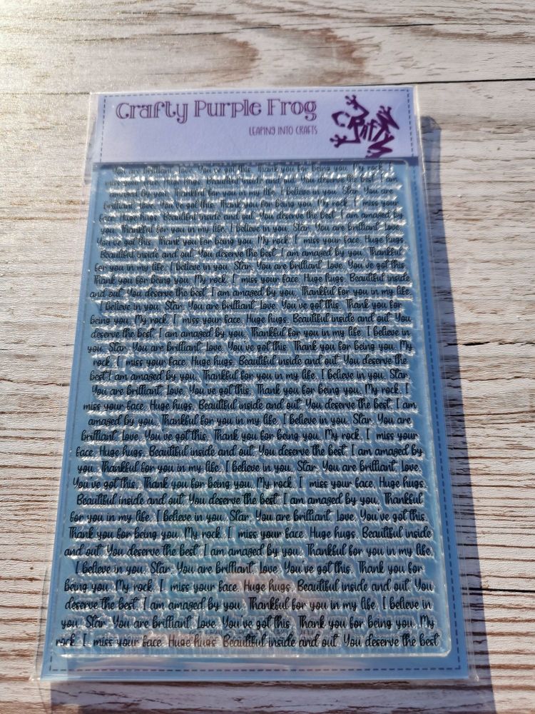Written With Love background stamp - Crafty Purple Frog