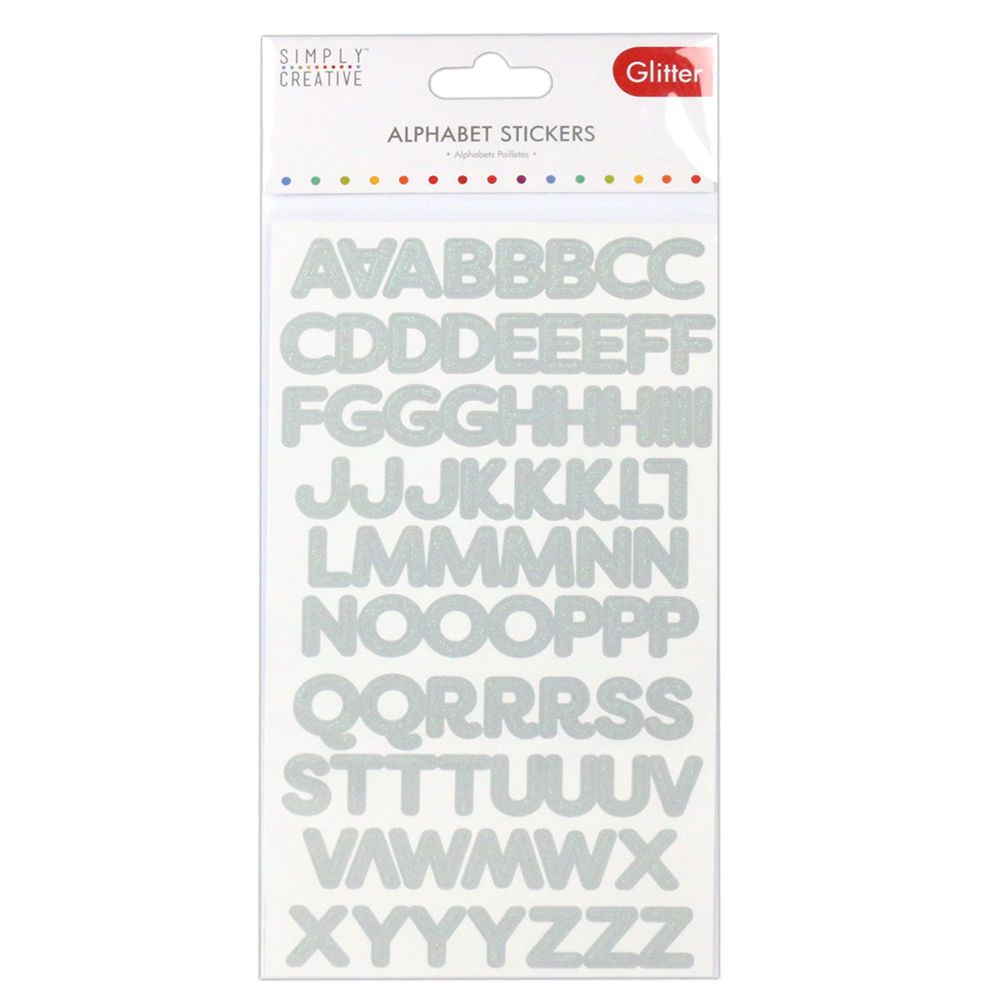 Simply Creative Glitter Alphabet Stickers - Silver