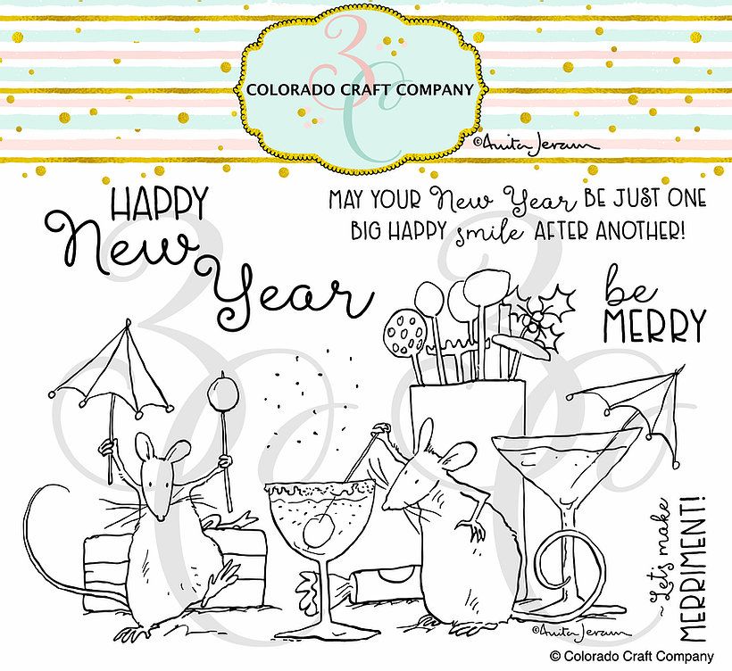 Colorado Craft Company ~ Anita Jeram ~ Party Time clear stamp set