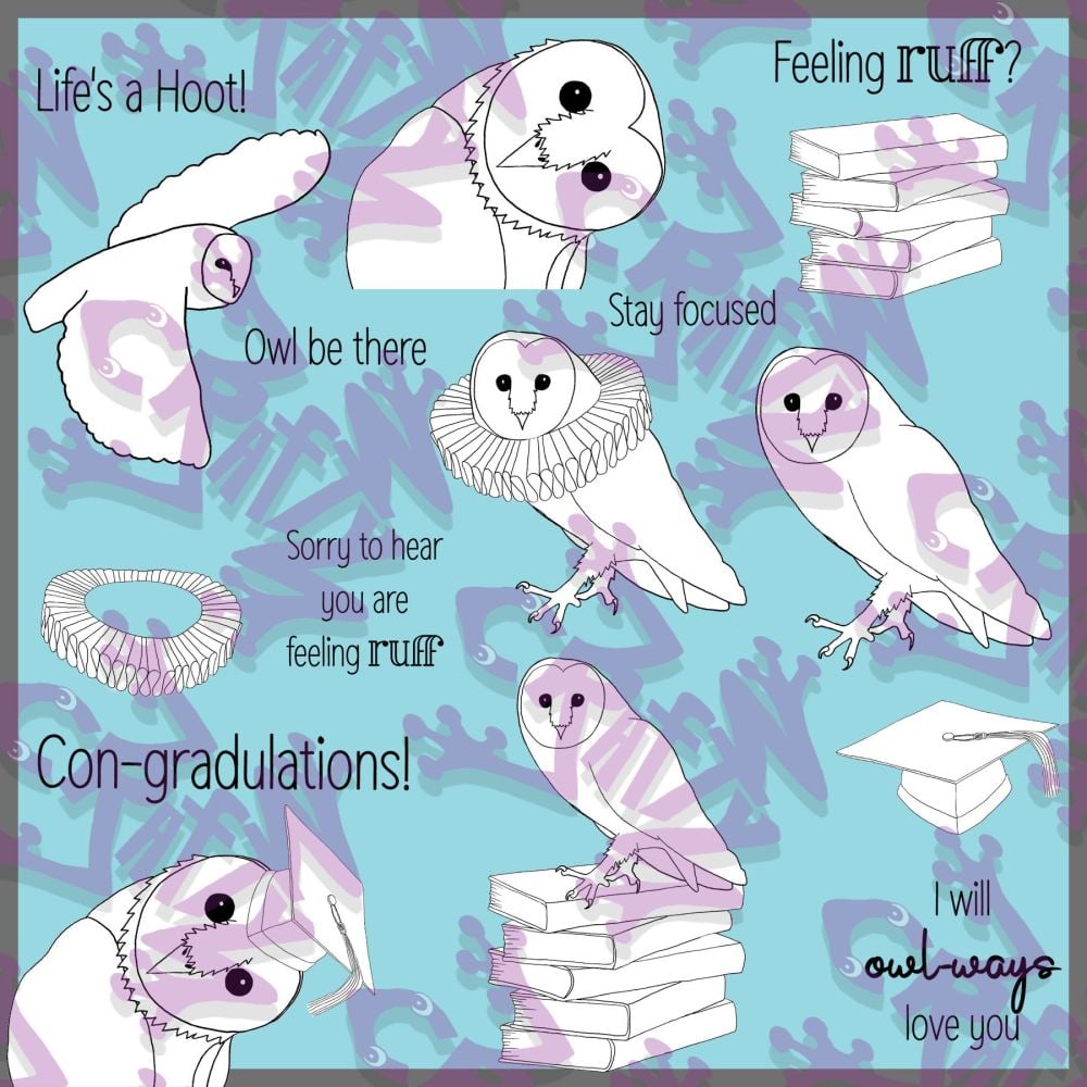 Owl Be There - Digital stamp set - Crafty Purple Frog
