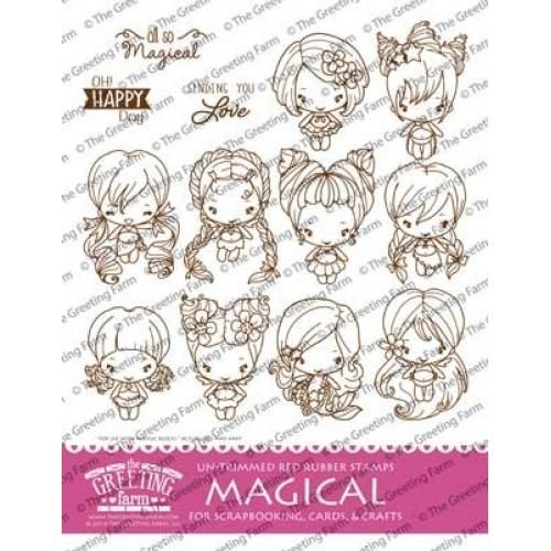 Magical Bean collection Kit red rubber stamp set - The Greeting Farm
