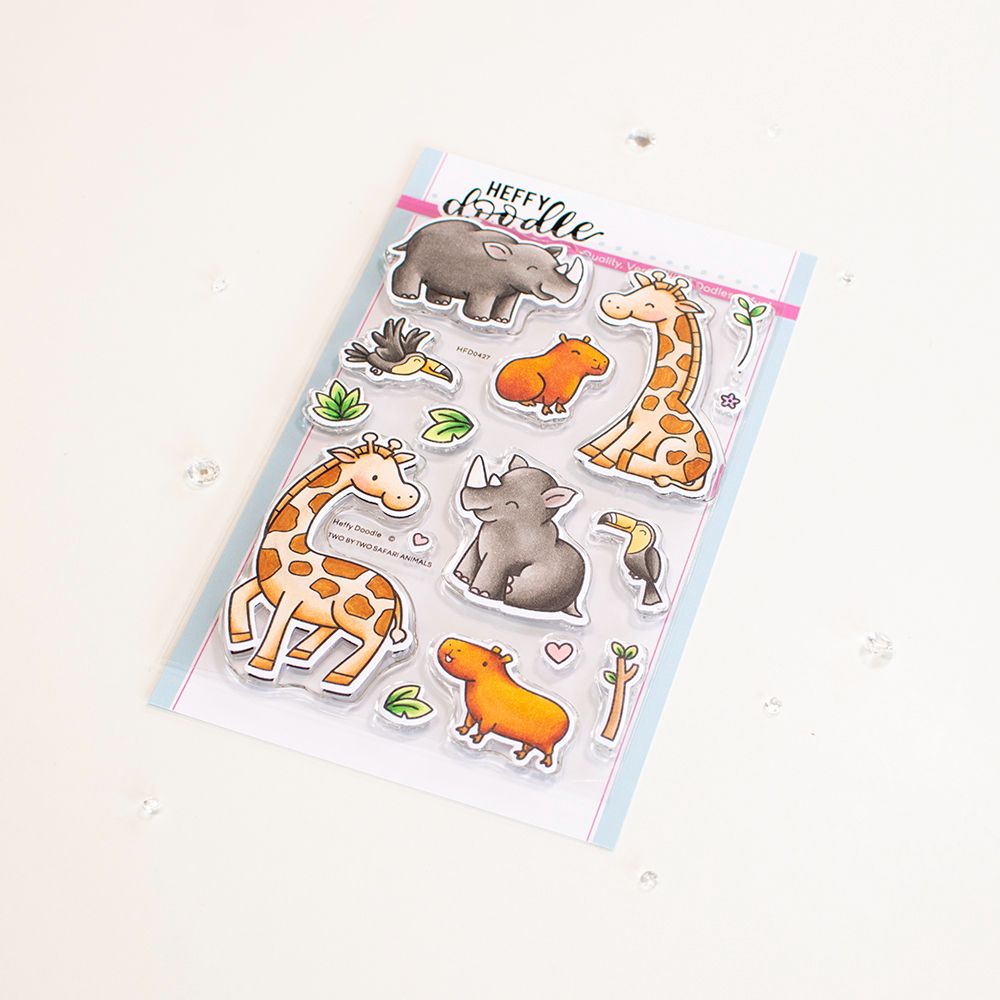 ***NEW*** Heffy Doodle - Two By Two Safari Animals clear stamps