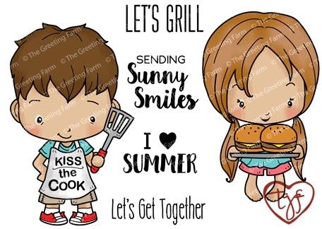 OA - Let's Grill red rubber stamp - The Greeting Farm
