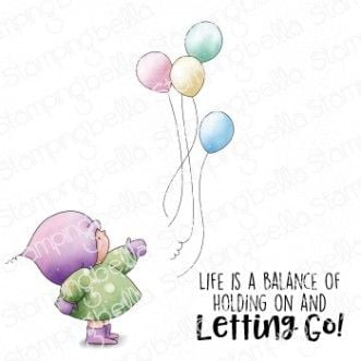 ****NEW**** Stamping Bella - BUNDLE GIRL WITH BALLOONS RUBBER STAMP