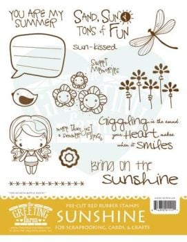 Sunshine red rubber stamp - The Greeting Farm