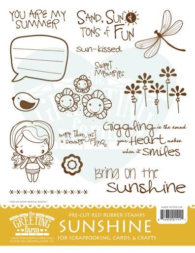 Sunshine red rubber stamp - The Greeting Farm