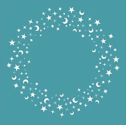 Moon and Stars Circle Stencil - Funky Fossil