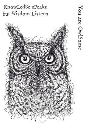 Scribble Owl A6 stamps - Funky Fossil