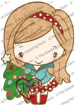 Holiday Anya 4 red rubber stamp - The Greeting Farm