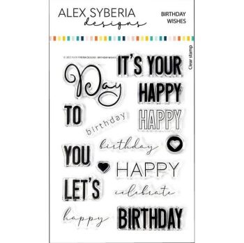 Birthday Wishes Sentiment Stamp Set - Alex Syberia Designs
